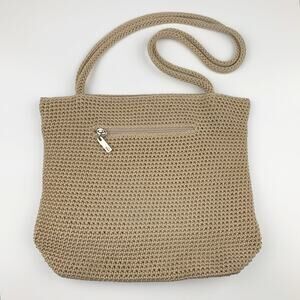 The Sak Crocheted Shoulder Bag Purse Beige